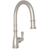 Perrin & Rowe Georgian Era Traditional Pulldown Kitchen Faucet With Metal Lever Handle In Satin Nickel