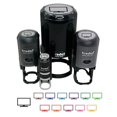 Flat Screen TV Self-Inking Rubber Stamp Ink Stamper - Black Ink - Mini 1/2 Inch