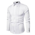 thumbnail image 4 of Vividxx Shirts For Men Long Sleeve British Style Lapel Pleated Shirt Fashion, 4 of 4