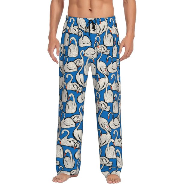 Balery Swan Birds Pantalones de pijama para hombre, pijama ultraligero, pantalón de descanso-Medium