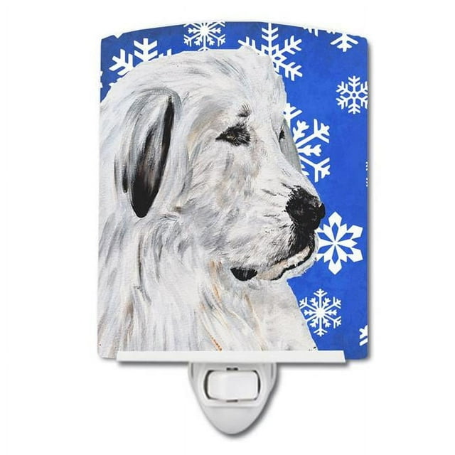 Carolines Treasures SC9786CNL Great Pyrenees Winter Snowflakes Ceramic Night Light