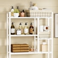 thumbnail image 3 of Over The Toilet Storage Rack, 3-Tier Bathroom Organizer Over Toilet, Wooden Above Toilet Storage Shelf, Space Saver, Freestanding Bathroom Storage Metal Shelf, Easy to Assemble, White, 3 of 16