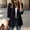 Black women fall blazer a1, variant on thefmos Women Fall Winter Collared 3/4 Sleeve Button Down Blazers Open Front Solid Casual Jackets Suit Tops Office Work Fashion Outerwear, Beige S