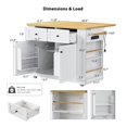 thumbnail image 5 of 48 inch Large Kitchen Island with Drop Leaf,Power Outlet,Internal Storage Rack,Rolling Kitchen Storage Cart on 5 Wheels with 5 Open Side Racks for Kitchen,Dining Room (Not include Stools), 5 of 10