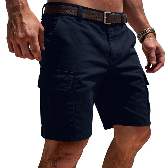 Mens Cargo Shorts 7 Inch Inseam Stretch Work Shorts Comfy Relaxed Fit Breathable Fabric Lounge Hiking Chino Short with Multi Pockets Navy XL