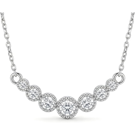 Diamond Smile Necklace for Women 925 Sterling Silver Chain Necklace with Lab Grown Diamond Jewelry Gifts 0.3 CTTW D Color VVS Clarity, 18 inch + 2 inch Extender Chains