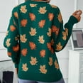 thumbnail image 6 of Atogsazn Women's Casual Maple Leaf Print Crewneck Knit Sweater 2024 Fall Winter Fashion Long Sleeve Graphic Loose Pullover Tops Green XL, 6 of 8