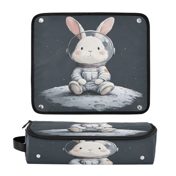 Hair Tools Travel Bag Heat-Resistant Curling Iron Organizer Bag with Detachable Heatproof Mat Travel Storage Case Rabbit in A Space