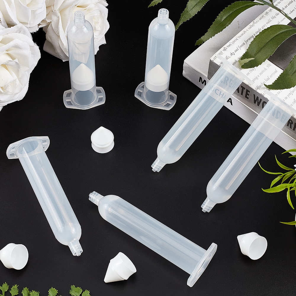 16pcs Plastic Dispensing Syringes with Piston Clear 129x45x30mm Hole: 2mm Piston: 23x28mm Capacity: 30ml(1.02 fl. oz)