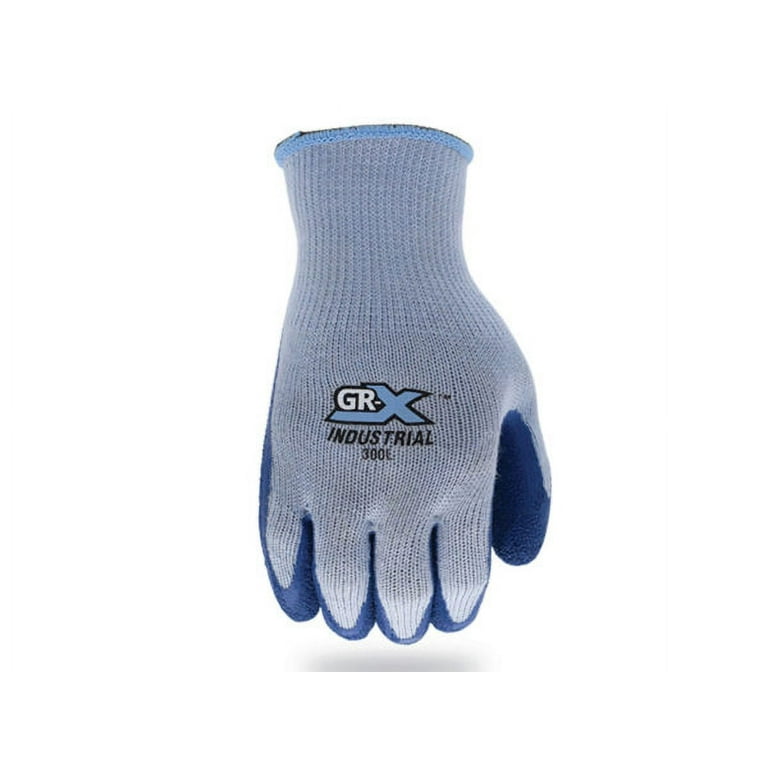 XL Latex Coated Cotton Poly Work Gloves - Gray/Blue - TruForce - Industrial  and Personal Safety Products from