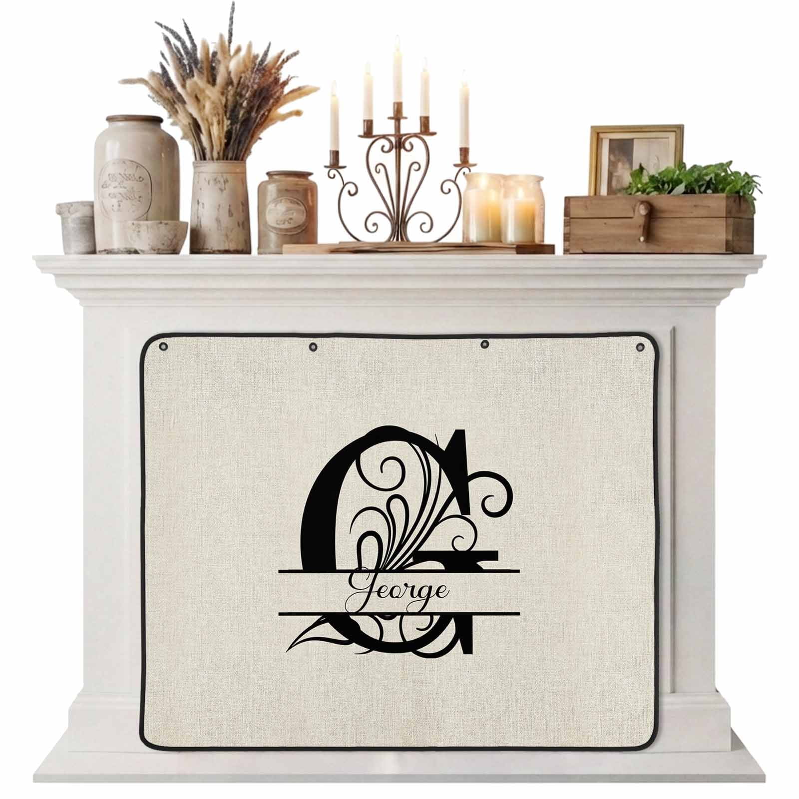 Letter G Magnetic Fireplace Cover Fireplace Draft Blocker Monogram Words Fireplaces Blanket for Heat Loss/Cold Air Fireplaces Draft Stopper Cover for Inside 36 x30