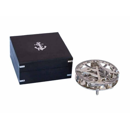 - Chrome Round Sundial Compass w/ Black Rosewood Box 6