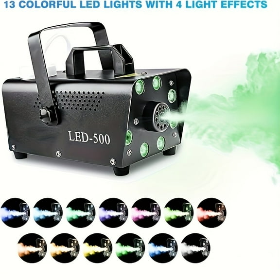 8 LED And 13 Colors Lights Upgraded Smoke Machine Fog Machine Timing Remote Control Auto Spray Professional Stage Fogger For Christmas Halloween Party DJ Show Wedding 500W