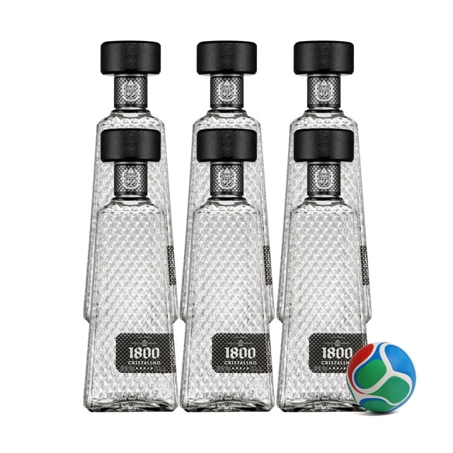 6 Tequila 1800 Añejo Cristalino 700 ml + Balón Mini