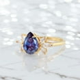 thumbnail image 3 of KANISHKAGEMS&JEWELS 8x6 mm / 1.5 Ct Vintage Pear Alexandrite Engagement Ring Yellow Gold Vermeil Silver Diamond Cluster Wedding Promise Anniversary Ring Minimalist June Birthstone Ring For Her, 3 of 6