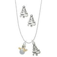 thumbnail image 1 of Delight Jewelry Two-tone Snowman with Crystal Buttons Silver tone Zig Zag Christmas Tree Charm Necklace and Stud Earrings, 1 of 4