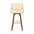 thumbnail image 3 of Tyler 30" Swivel Bar Stool in Walnut Wood and Cream Faux Leather Upholstery, 3 of 11