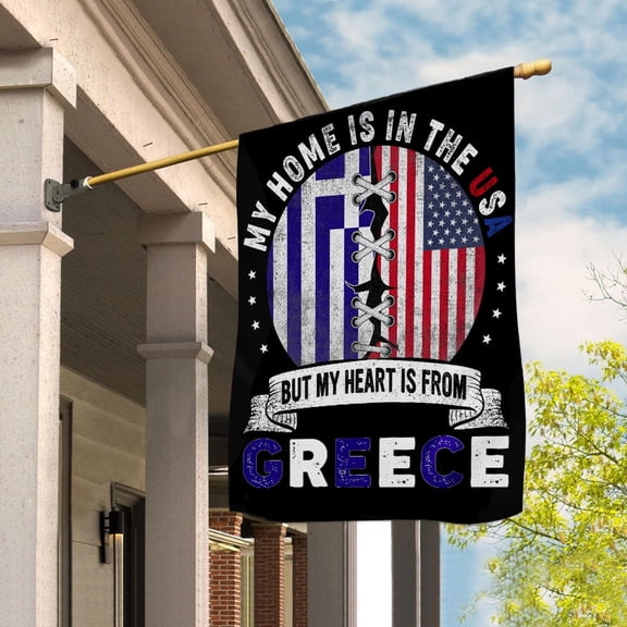 Flag-Made in America with Greek Parts Greece U.S.A Friendship American Flag Patriotic Garden Flag, Double-Sided Decorative Outdoor Flag, Patriotic Polyester Yard Flag 12 x 18 in