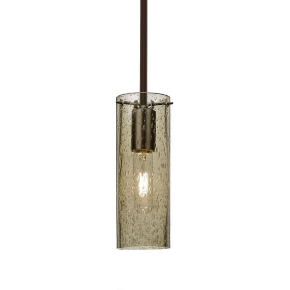 Besa Lighting - Juni 10 - 1 Light Cord Pendant-Bronze Finish-Latte Bubble Glass