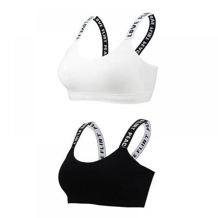 

Pretty Comy Fitness Bras Top for Women with Letters Shoulder Straps - 2 Pack