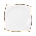 thumbnail image 3 of Balsa Circle 10 Square White 10" Disposable Salad Plastic Plates Wavy Gold Trim Party Events Tableware Decorations, 3 of 8