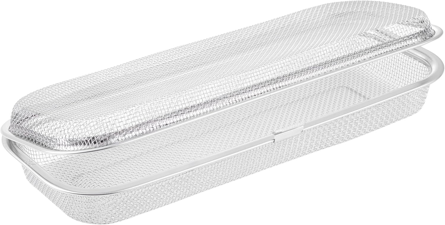 ABPETE Chopstick Holder for Dishwasher, Kitchen Small utensil organizer for drawer, Mesh 304 Stainless Steel with Lid and Lock, Great accessory for Chopstick or Straw