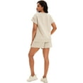thumbnail image 4 of DARING DIVA Women's Summer 2 Pieces Outfits Short Sleeve Tops Shorts S Khaki, 4 of 7