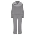 thumbnail image 3 of Women's Casual Sports Suit Zipper Long Sleeved Hoodie Wide Leg Pants Two Piece Set 1 Insulated Overalls Women Women Suits for Work Homecoming Pants Outfit Junior Long Sleeve Pants Suit Sweater Suits, 3 of 4