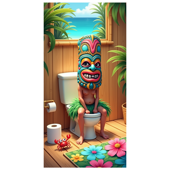 Colorful Tiki Mask Tropical Theme Decorative Design Party Banner for Kid's Birthday Luau Celebration