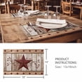 thumbnail image 3 of Placemats Set of 6, Red Texas Star Vintage Woven Placemat, Linen Place Mats for Kitchen/Dining Tables, Farmhouse Berry Brown Wooden Washable Table Mats for Party, 3 of 8