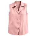 thumbnail image 6 of WAGUTH Women's Cotton Linen Button Down Shirts Sleeveless Notched Lapel Collar Casual Tank Top Blouses for Work Office, 6 of 8