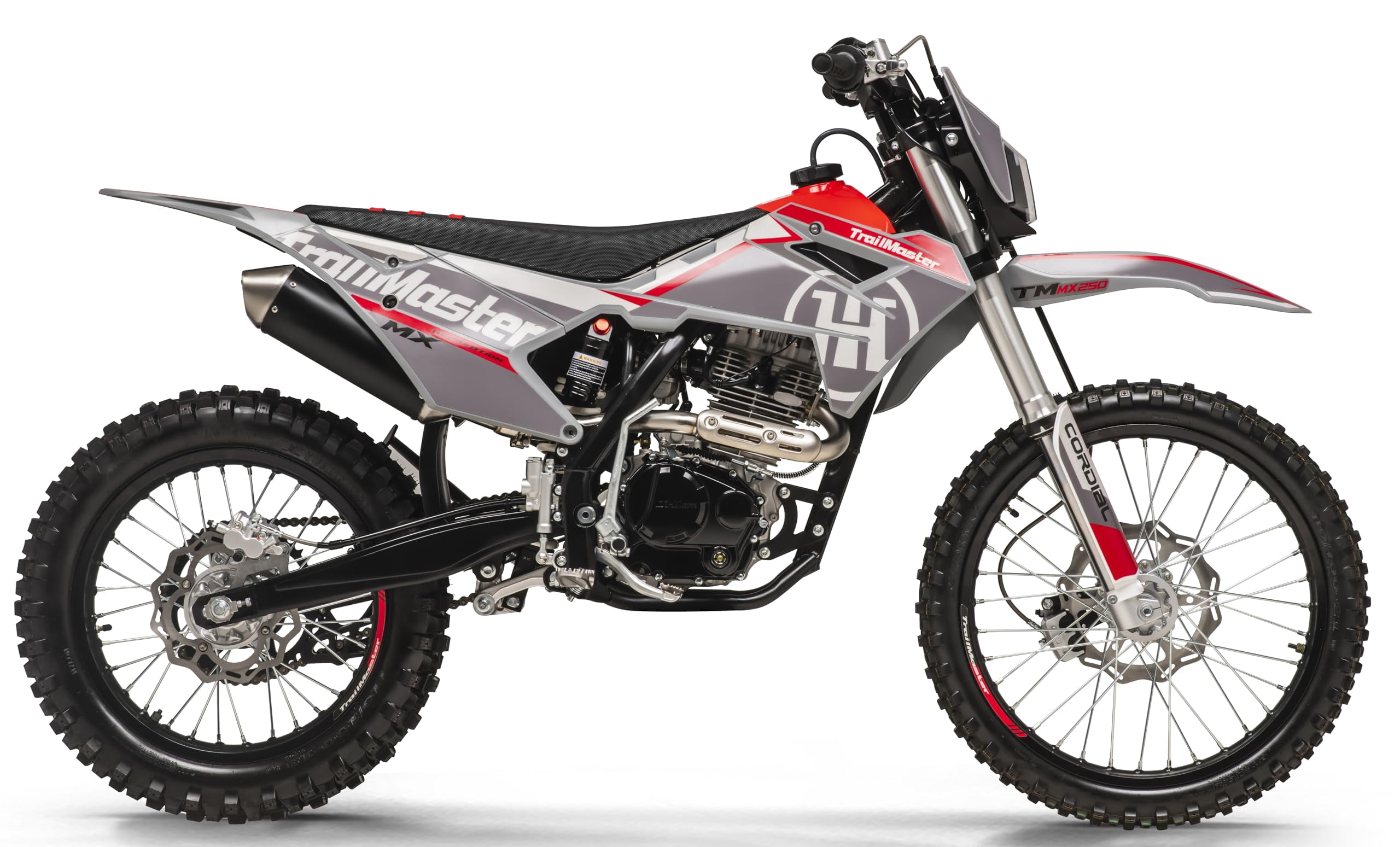 Trailmaster JHL Pro Series TM MX250 Dirt Bike Electric Start, Extended Frame, 21 inch Front tire, 35.4" seat Height Manual Trans (Red)