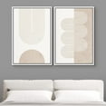 thumbnail image 2 of IDEA4WALL Framed Canvas Print Wall Art Set of 2 Pastel Tan White Geometric Wave Ribbons Geometric Abstract Modern Art Decor Contemporary Artwork for Bedroom, Office - 24"x36"x2 Panels White, 2 of 5