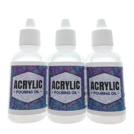 Acrylic Pouring Oil 3 Pack- 100% Silicone Lubricant for Cell Creation in Acrylic Paint, 1oz Drip Tip by Essential Values (3