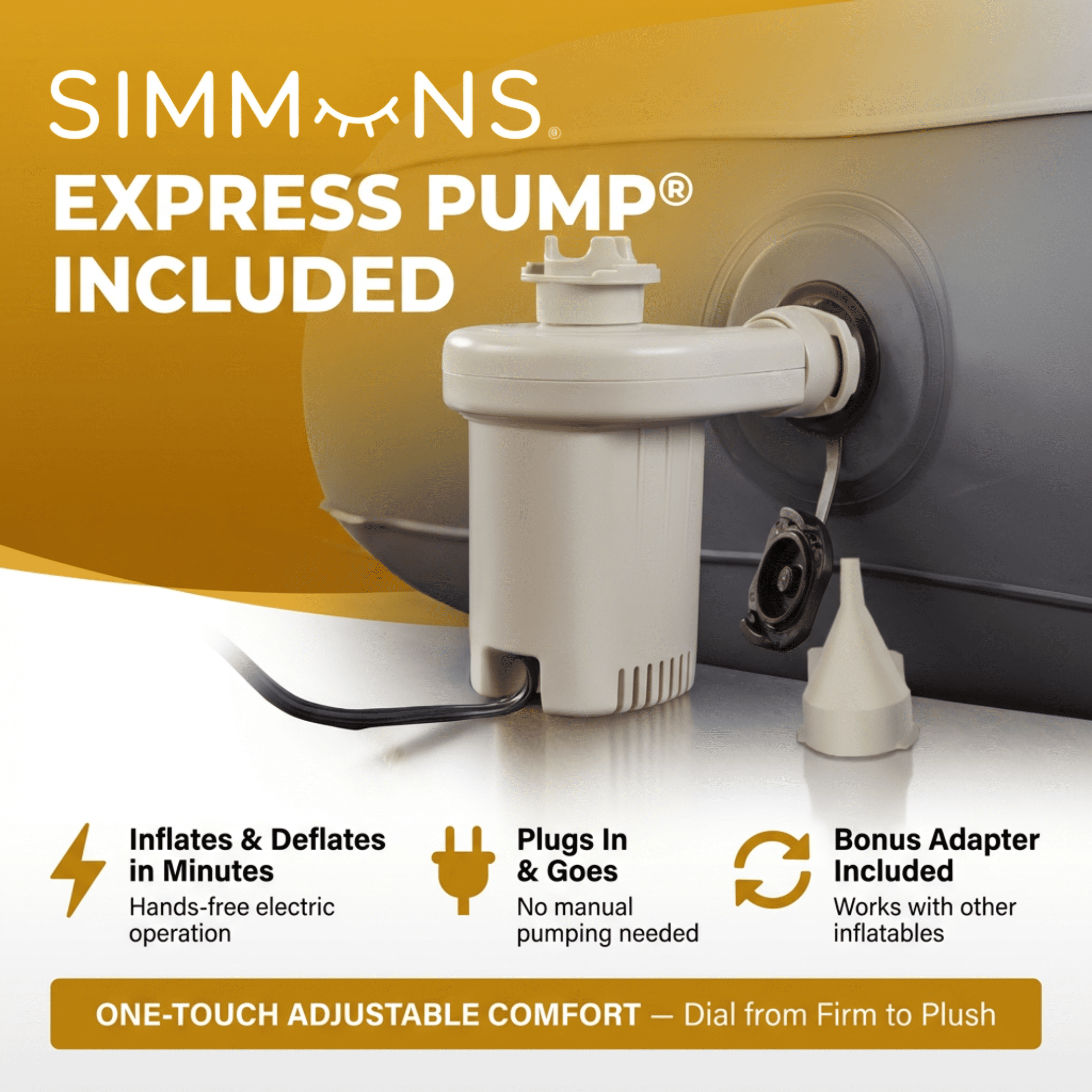 Simmons Comfort Express 10" Queen Air Mattress with AC Pump, 600 lb. Capacity, Comfort Coil Support