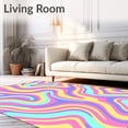 thumbnail image 2 of ODIKA 6'x9' Machine Washable Non-Slip Area Rug, Whirl Fantasy Marble with Fluid Interlocking Ribbon Design High Traffic Rug with Pad, Pink, 485038, 2 of 8