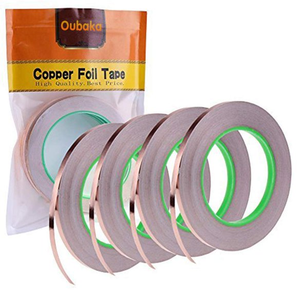 Cinta de lámina de cobre Oubaka conductora de doble cara, 6 mm x 20,1 m