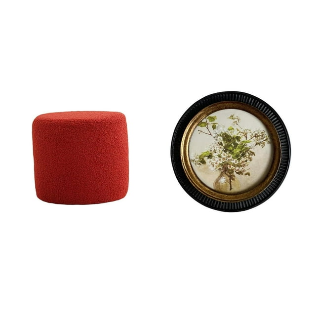 Escabel,Reposapiés pequeño,taburete otomano,sofá,taburete de té,Reposapiés Cubo Taburete Taburete para Dormitorio Baño,Marco de fotos redondo,Marco de fotos de resina de diseño retro