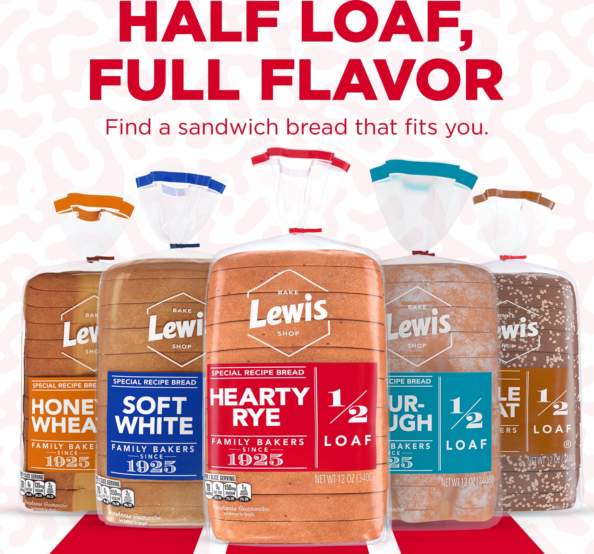Lewis Bake Shop Hearty Rye Half Loaf Bread, 1/2 Loaf, 12 oz