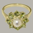 thumbnail image 5 of LBG British Made Real Solid 18k Yellow Gold Cultured Pearl & Peridot Womens Engagement Ring - 33 size options - Size 6.25, 5 of 6