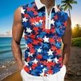 thumbnail image 1 of Camiseta sin mangas con cuello vuelto para hombre, informal, a la moda, sin mangas, con estampado y cremallera, blusa deportiva de poliéster para hombre, 1 of 5