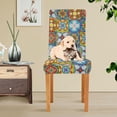 thumbnail image 3 of Mexican Talavera Ceramic Tile Dining Chair Covers Set of 4 Spandex Stretch Chair Protectors Covers for Dining Room Hotel Ceremony, 3 of 6