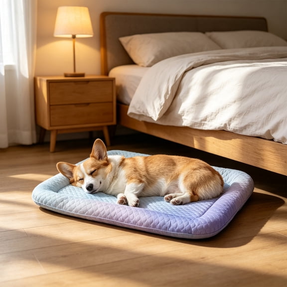 Dog Cooling Mat Summer Cool Down Pad for Cats and Dogs Breathable Ice Silk Dog Bed Mat Portable Washable Indoor 19.7x15.7in by MPOISVA