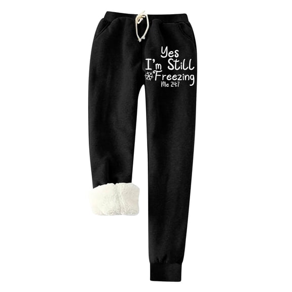 HomeGardon Pants for Women Womens Pants Winter Warm Sweatpants Fleece Sherpa Lined Active Running Jogger Track Pants,Wide Leg Elastic Waist Drawstring Full Length Sweatpants for Women