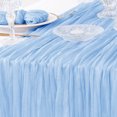 thumbnail image 4 of HengDidi 1pc Cheesecloth Table Runner Light Blue 10ft Gauze Cheese Cloth Pleated Gauze Table Flag Wedding Party Table Runner for Party Long Rustic Sheer Table Runners, 4 of 7