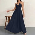 thumbnail image 6 of MYAOYI Women's Wedding Guest Halter Maxi Dress Summer Deep V Neck Tiered Flowy Backless Dress for Beach Vacation Cocktail Party Evening Event, 6 of 6