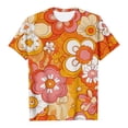 thumbnail image 3 of Zylarhe Mens Tshirts, Men's Floral Print T Shirt Casual Short Sleeve Tee For Spring Summer Comfortable Breathable Daily Wear Stylish Tall Man T Shirts Orange XXL, 3 of 4