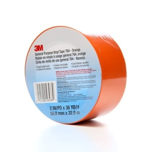 3M T967764N6PK Vinyl Tape, 2" x 36 yd, Orange (Pack of 6)