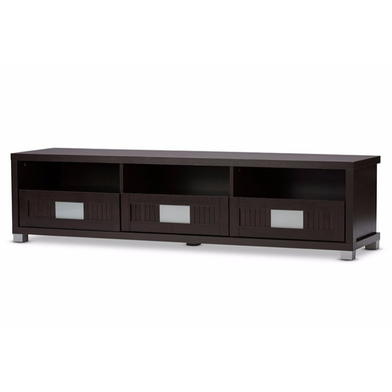 Baxton Studio Gerhardine Dark Brown Wood 63-Inch TV Cabinet with 3-drawer Baxton Studio Gerhardine Dark Brown Wood 63-Inch TV Cabinet with 3-drawer