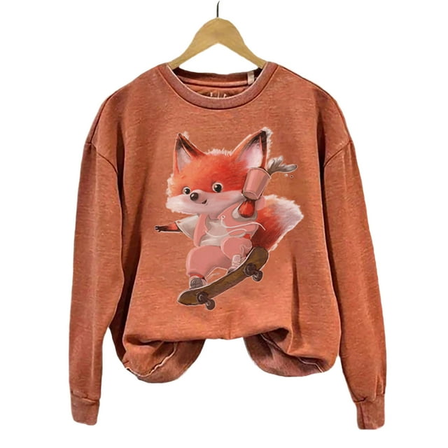 Bellella Pull pour Femmes Col Rond Imprimé Animal Sweat-Shirt Coupe Ample Manches Longues Style-F m